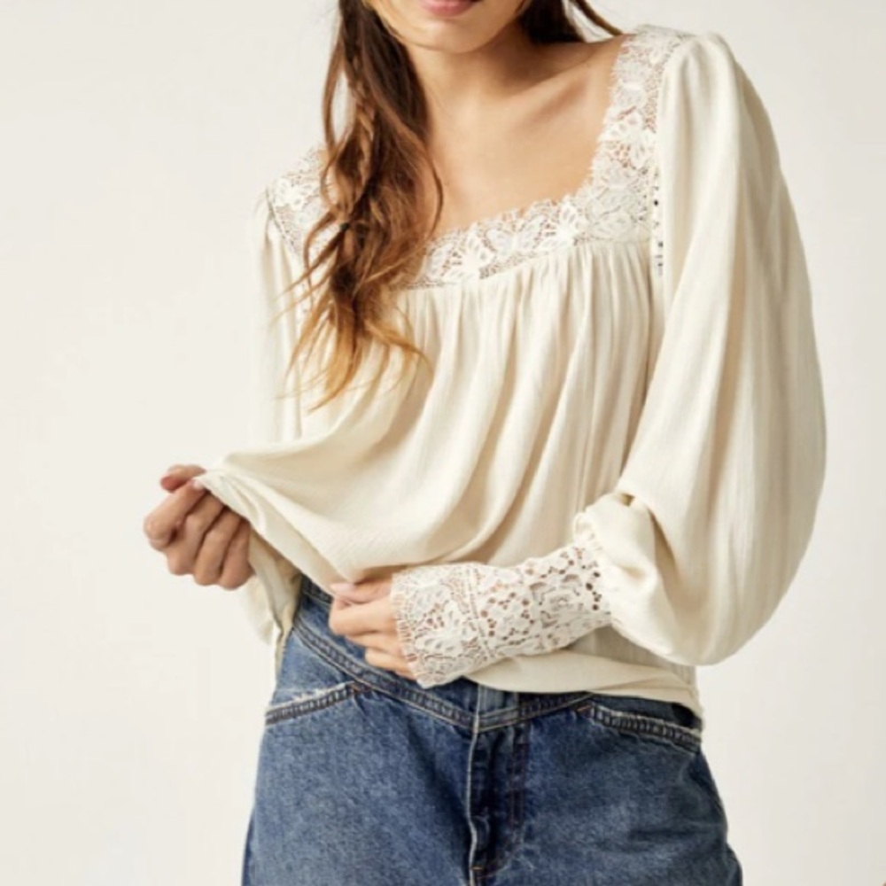 Free People Flutter By Top in Ivory Size XL New With Tags Size XL New Wi…